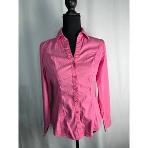 Express The Essential‎ Shirt Women's Size Small S Pink Long Sleeve Button Down
